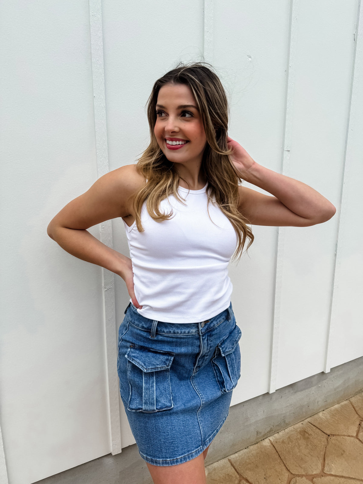 DENIM CARLY CARGO SKIRT