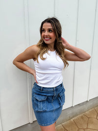 DENIM CARLY CARGO SKIRT
