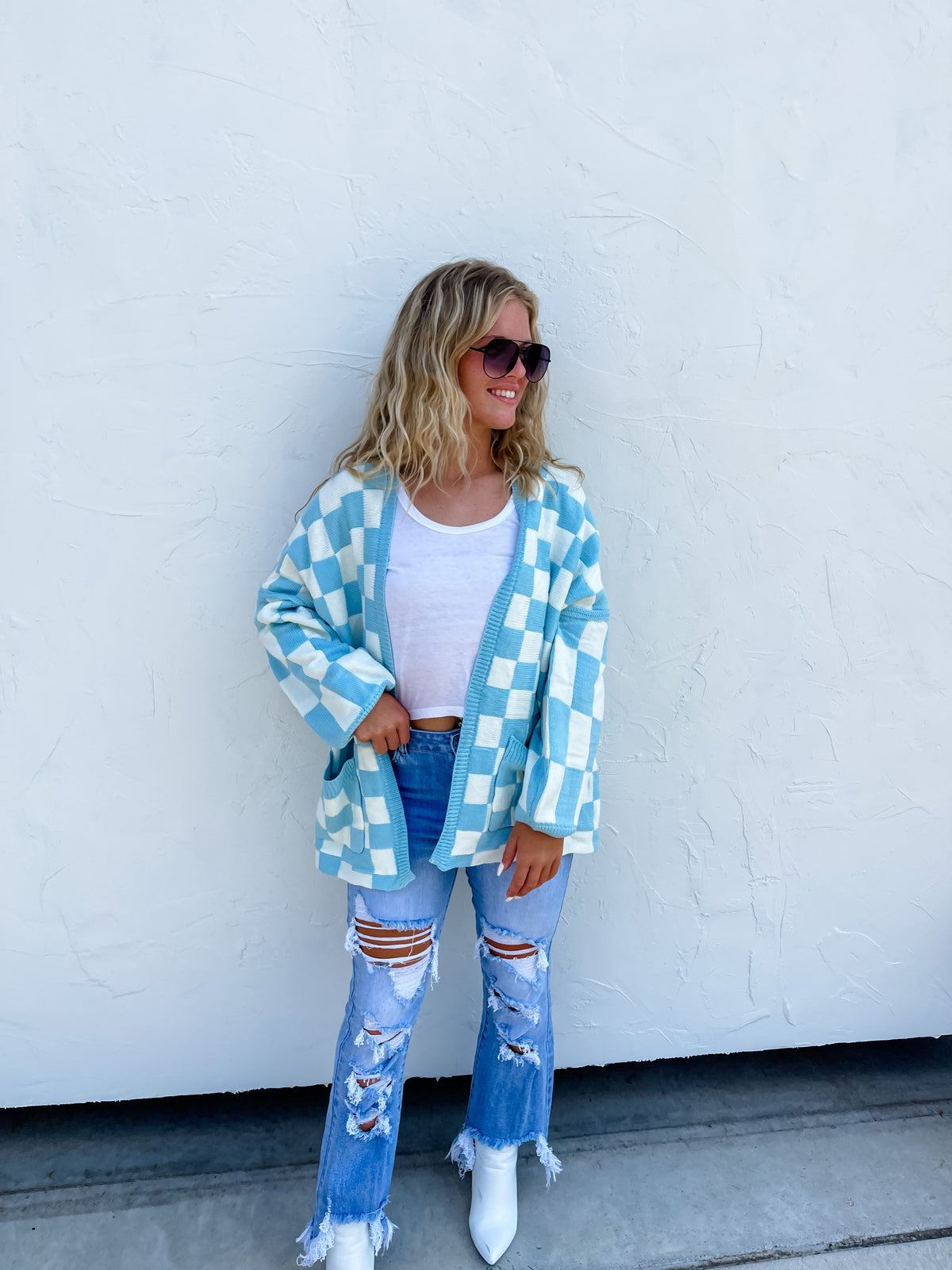 BEVERLY CHECKERED CARDIGAN
