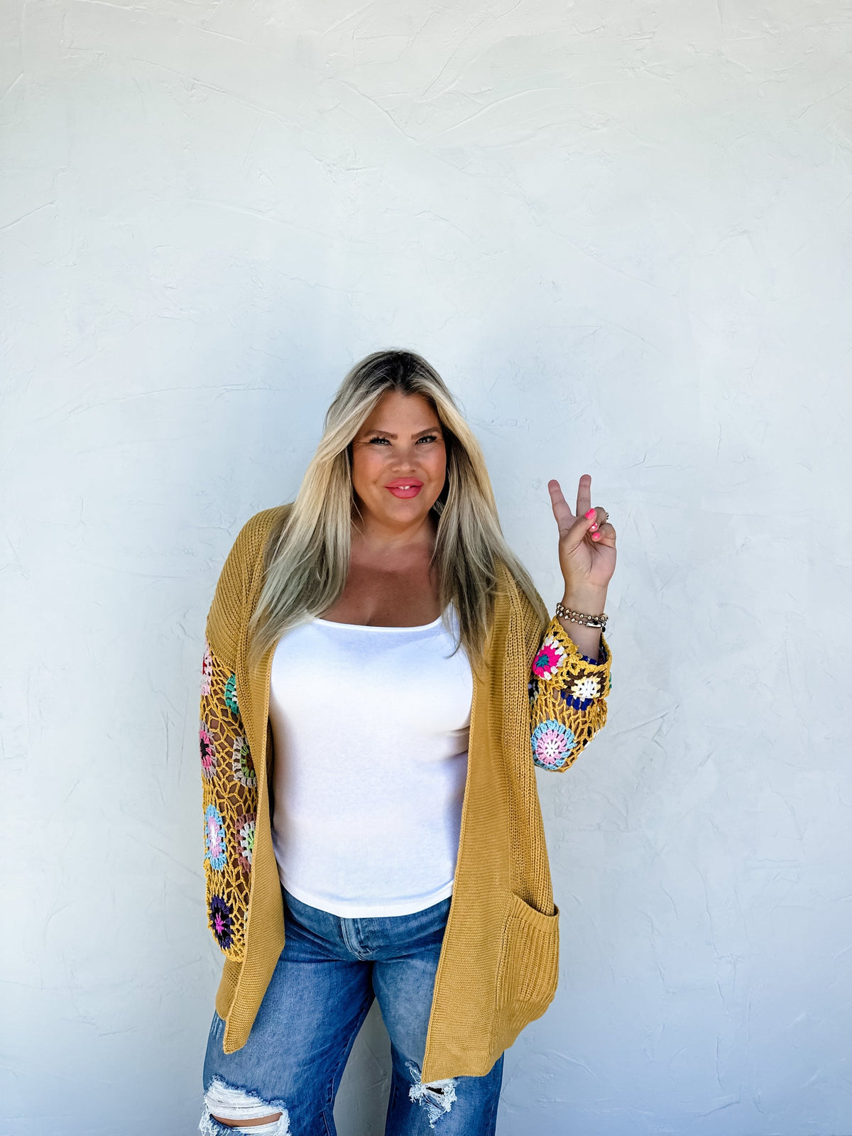 PREORDER- CROCHET SLEEVE CARDIGAN