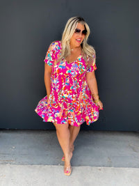 STORMI FLORAL RIBBED DRESS
