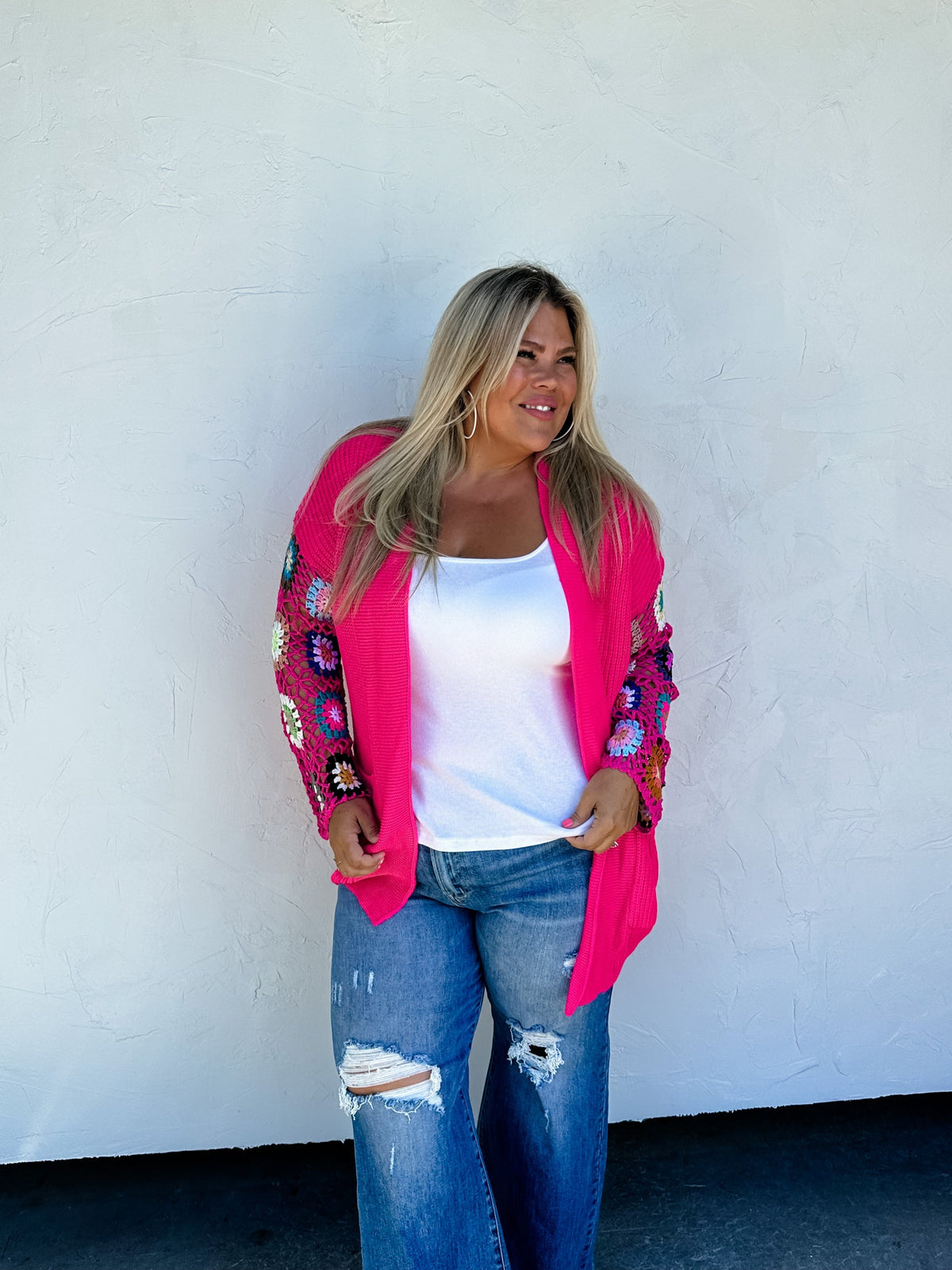 PREORDER- CROCHET SLEEVE CARDIGAN