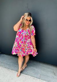 STORMI FLORAL RIBBED DRESS