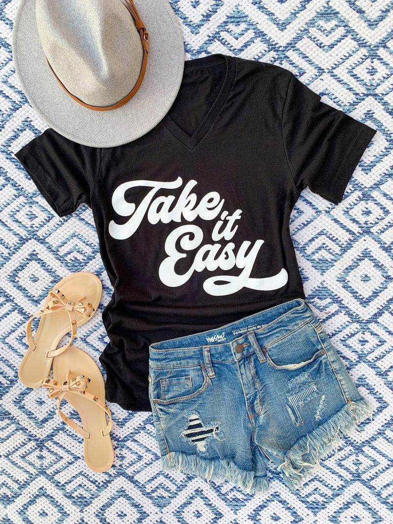 TAKE IT EASY VNECK TEE